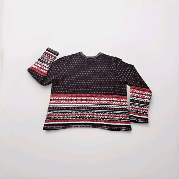 Croft & Barrow Cardigan Women L Black Red White Geo Christams Boho Soft Chenille - Picture 13 of 13